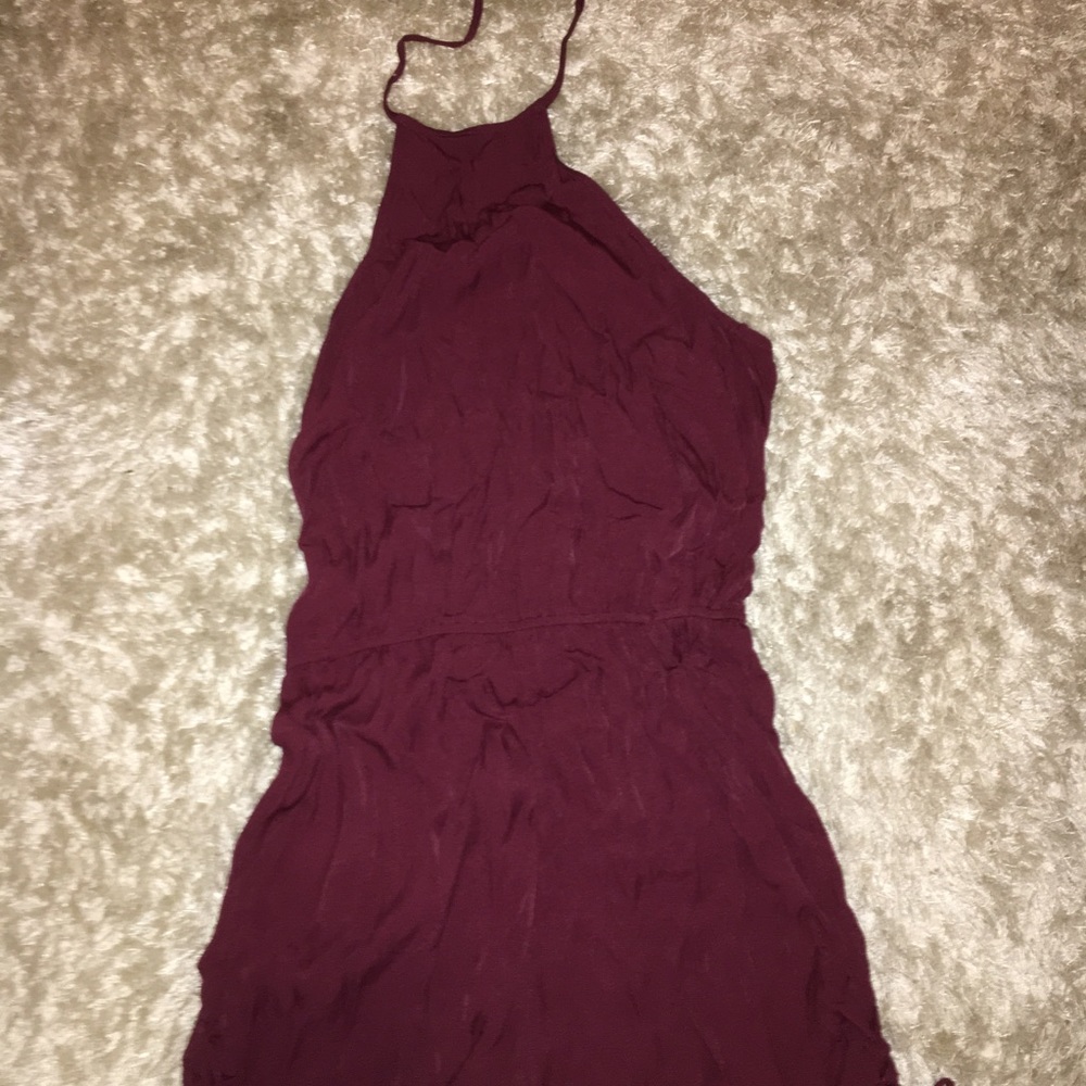 Maroon halter, backless romper. Never worn
